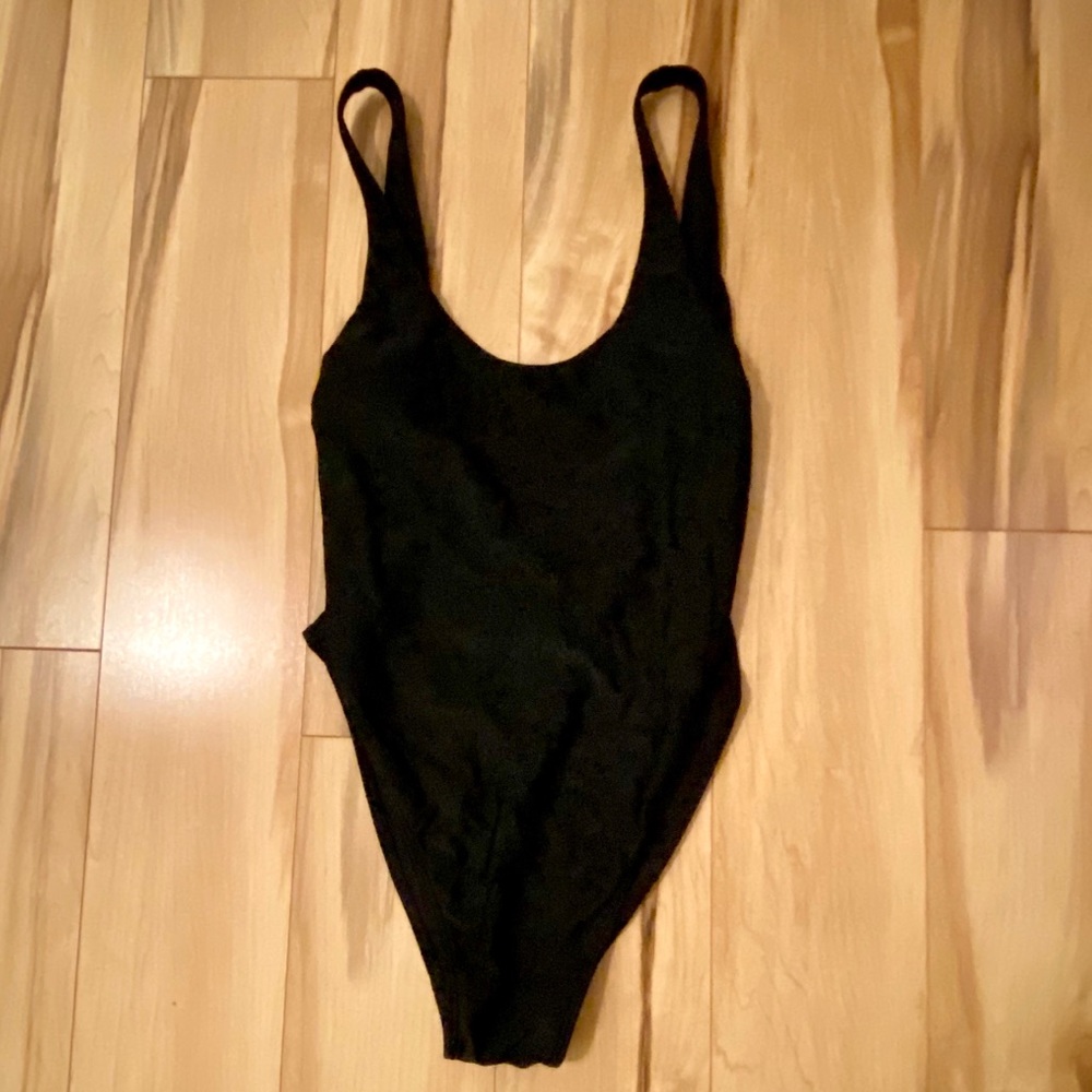Black High Cut Cheeky One Piece